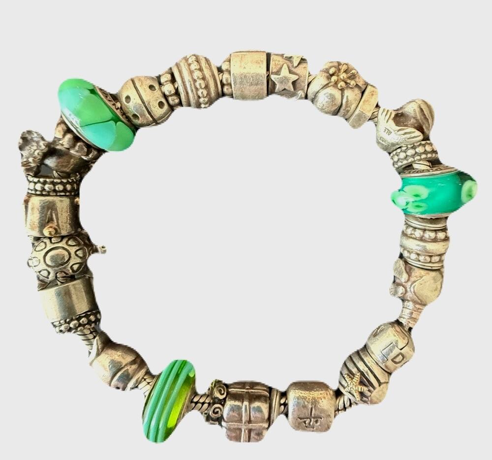 Authentic Pandora Charm Bracelet with 30 Charms and Spacers